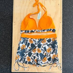 Orange Floral Bikini Set